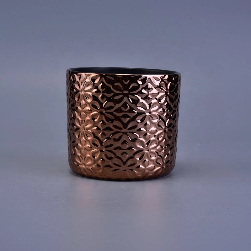 Luxury amber small ceramic candle holder home decoration