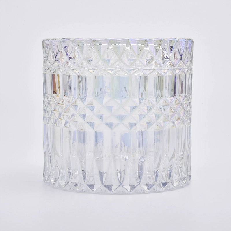 250ml GEO Cut Glass Candle Jar With Lids Wholesale