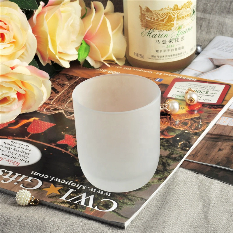 customized wholesale transparent frosted glass votive candle jar