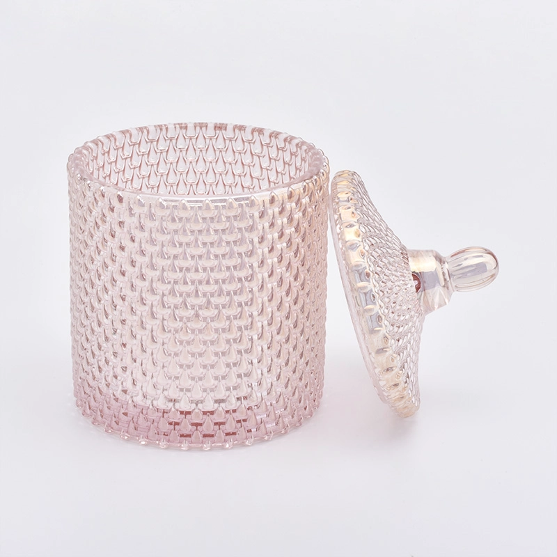 Luxury Pink Glass Candle Jars With lids Wholesale