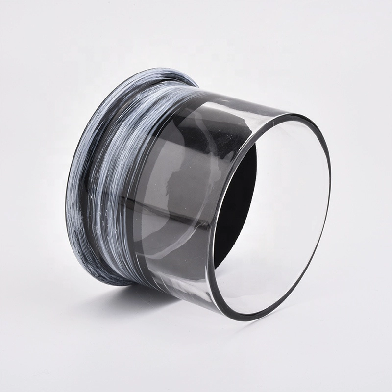 Luxury custom glaze Glass Candle container with lid in bulk