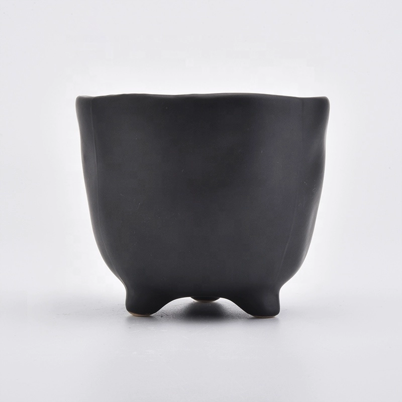Matte Black Ceramic Candle Jars