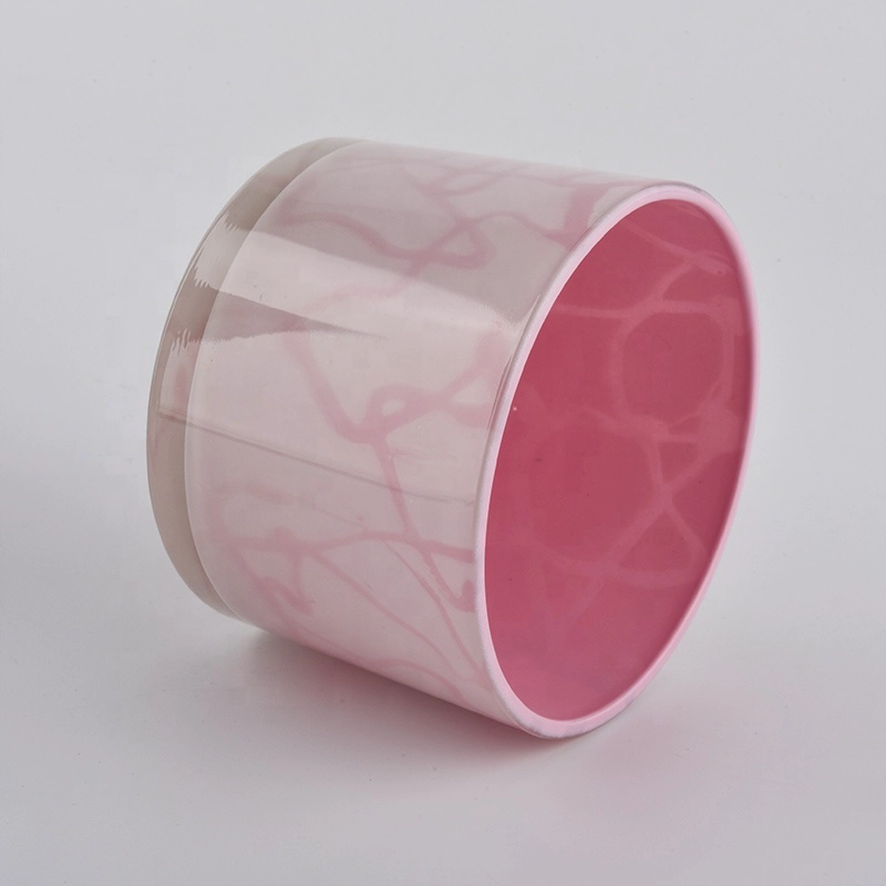 500ML Pink cylinder Glass Jar Candle Wholesale for wedding