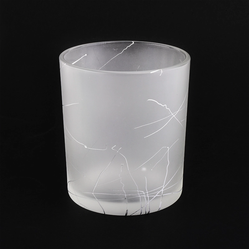 8oz Popular Cylinder Shaped Frosted Glass Candle Jar