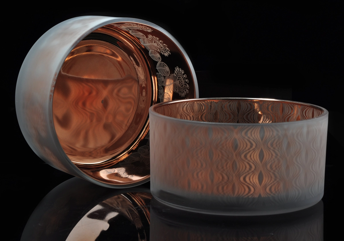 Large Capacity 52oz Candle Glass Container With Gold Plating