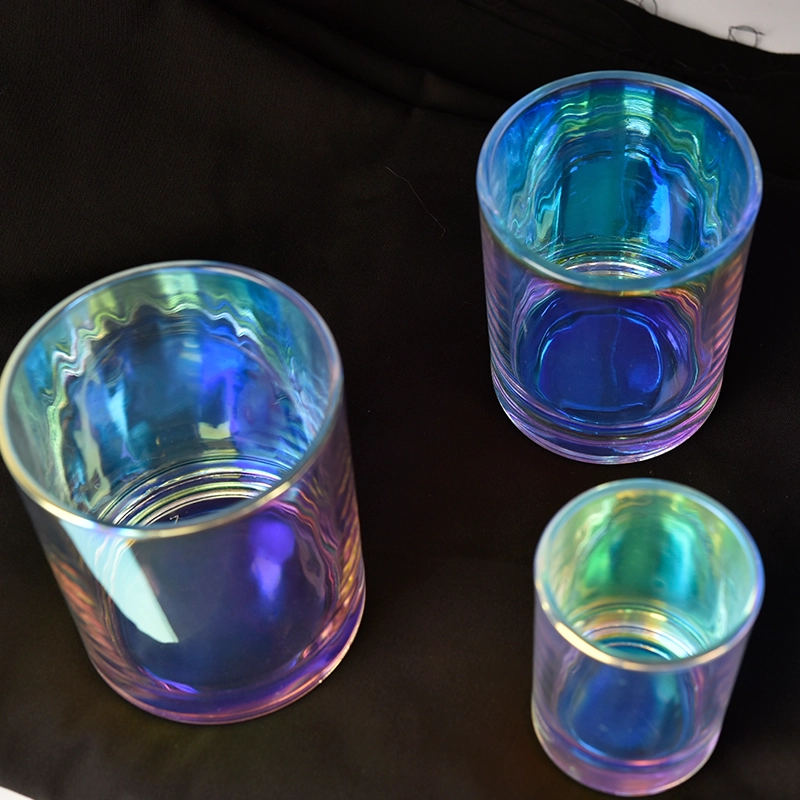 Luxury iridescent glass candle jar