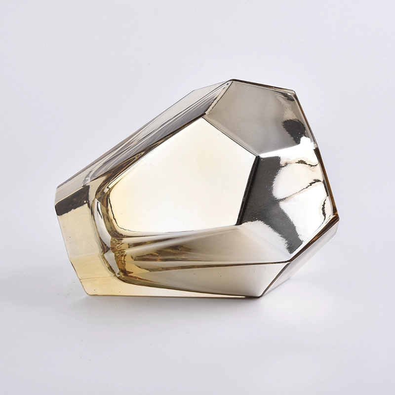 Wholesale Gold Polyhedral Glass Candle Jars