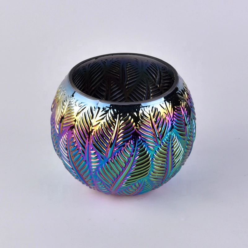 Electroplating lotus Glass Candle holders wholesales