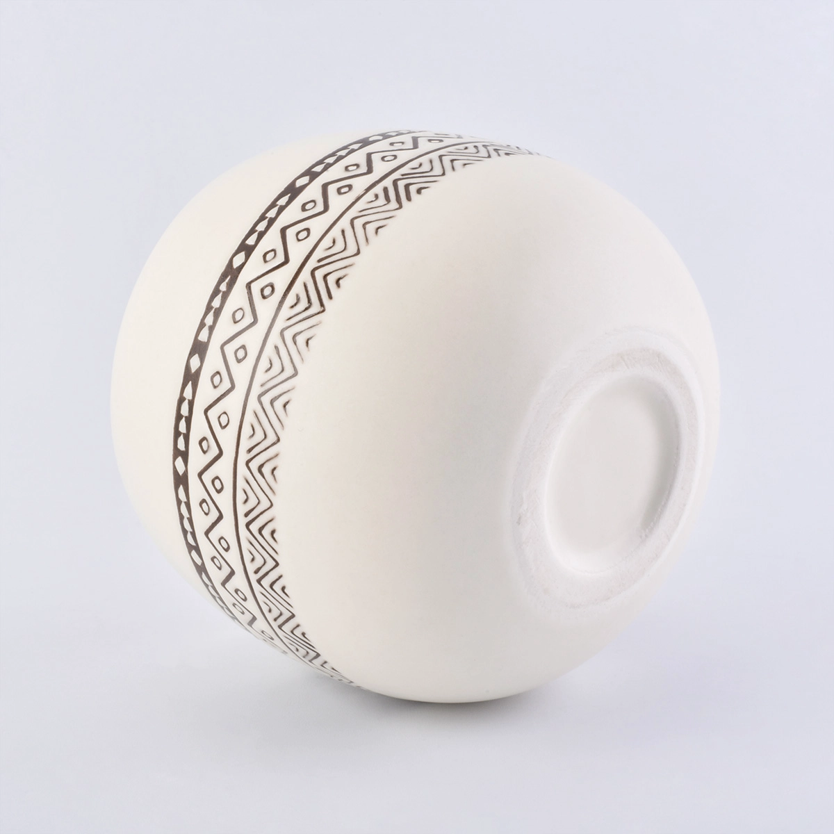Ball Shaped Round Ceramic Candle Container With Lids