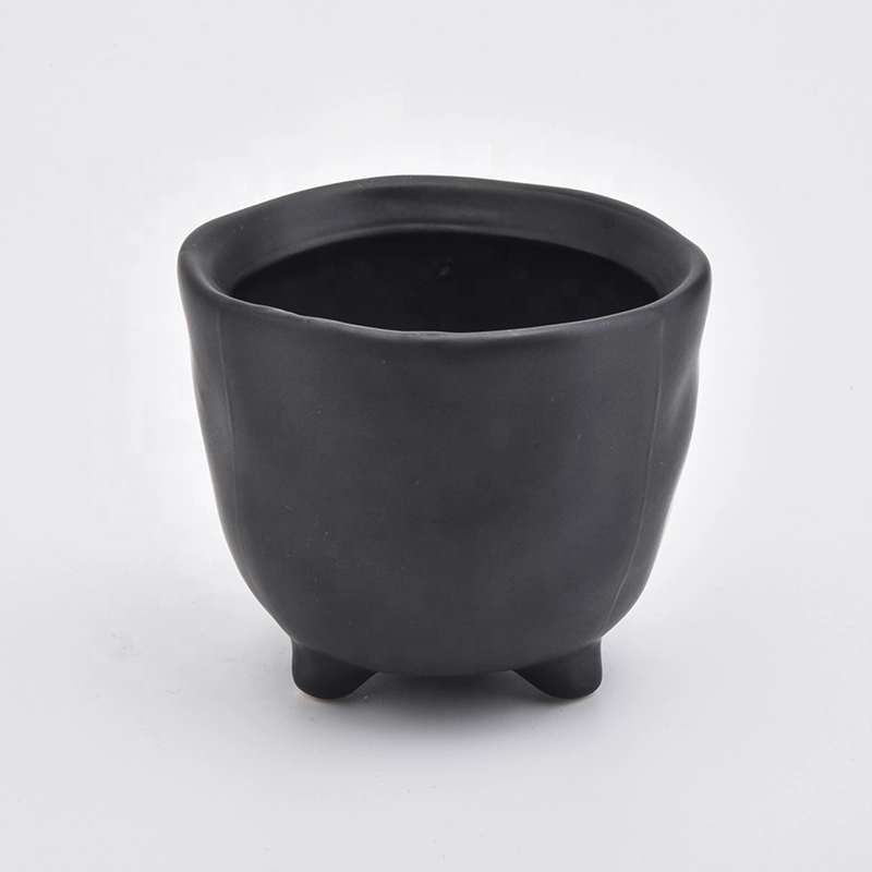 Matte Black Ceramic Candle Jars