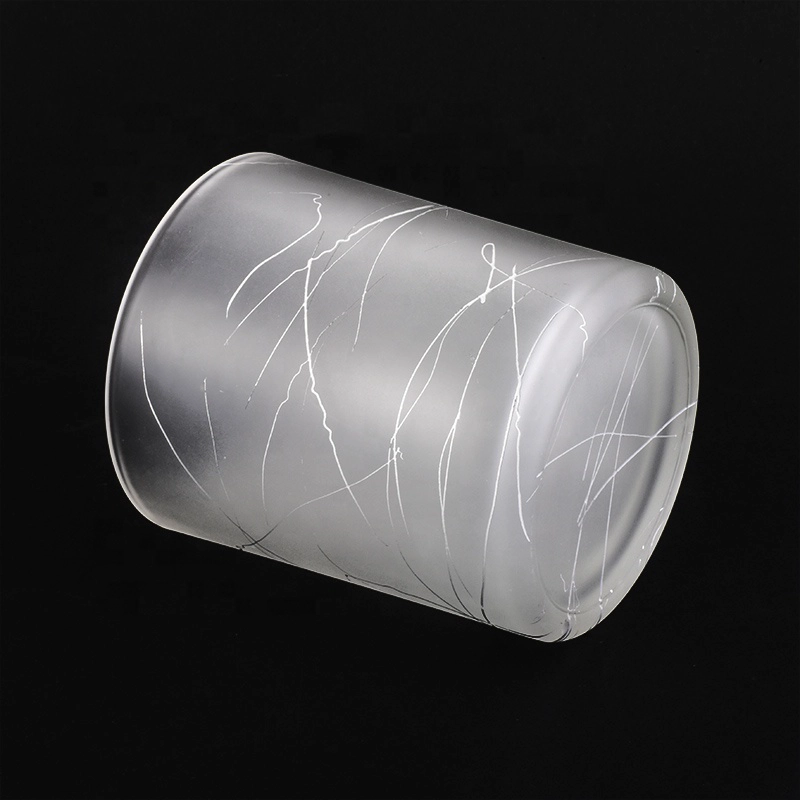 8oz Popular Cylinder Shaped Frosted Glass Candle Jar