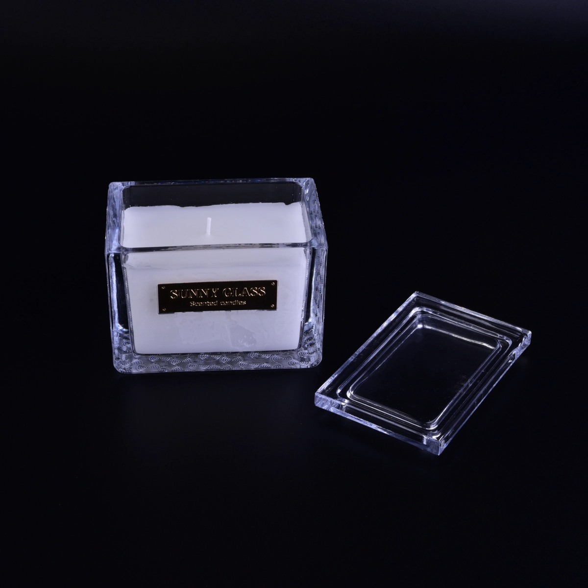 Rectangle Glass Candle Jar With Lid