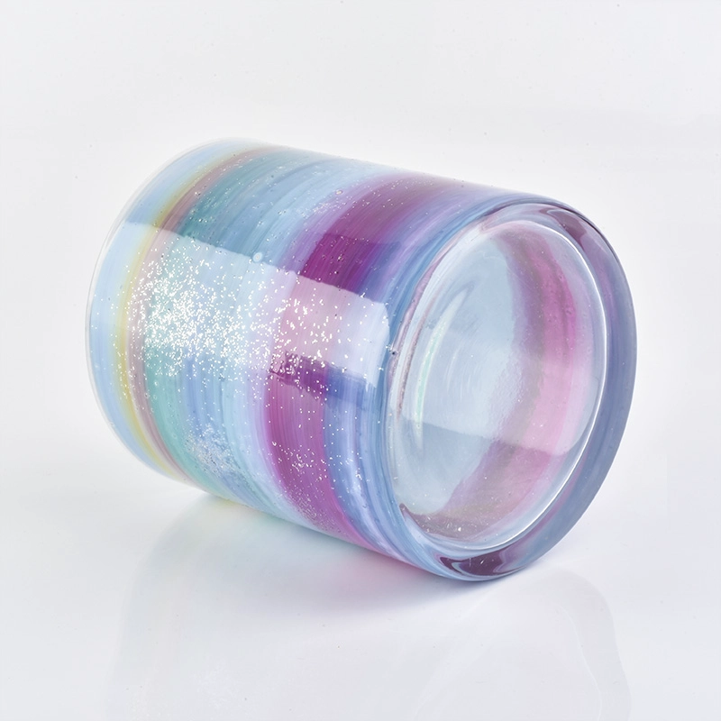 Hand Paint Colorful Straight Side Glass Candle Jars