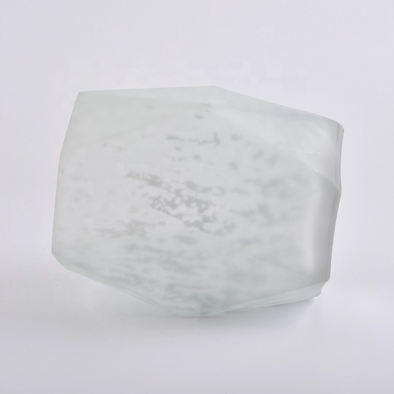 Geo cut Custom matte Glass Candle tumbler for wedding