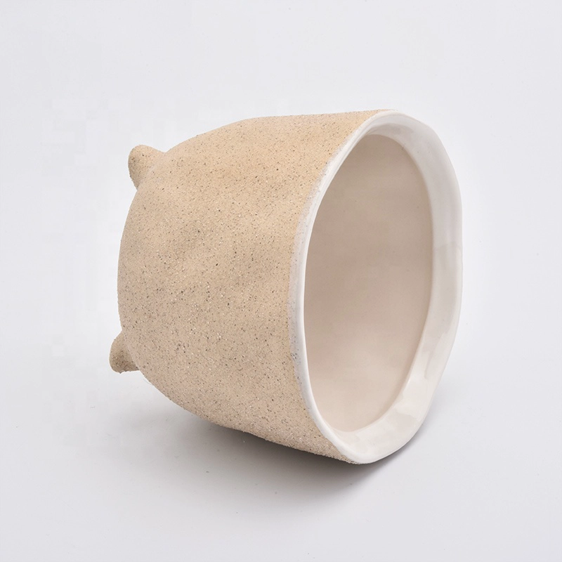 Wholesales Frosted aroma standing ceramic candle vessel