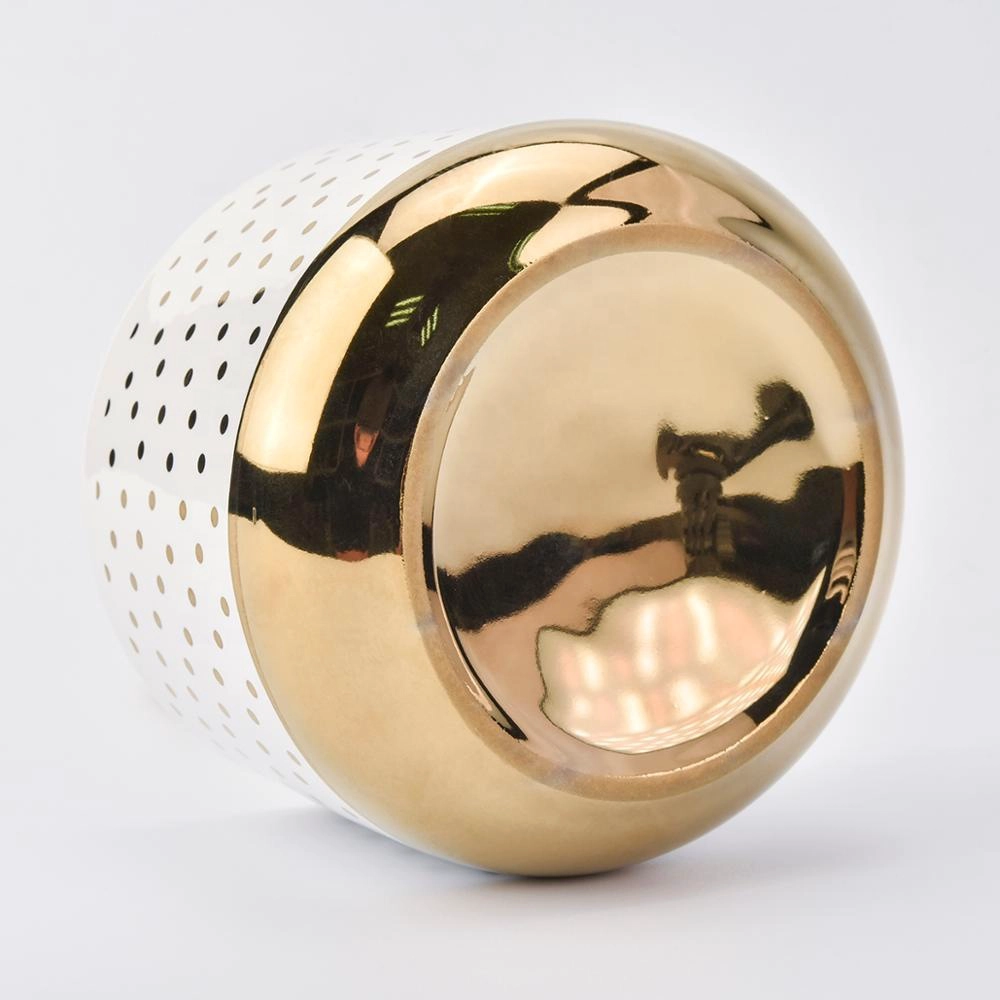 ceramic empty decorating porcelain tealight candle holders with gold lids