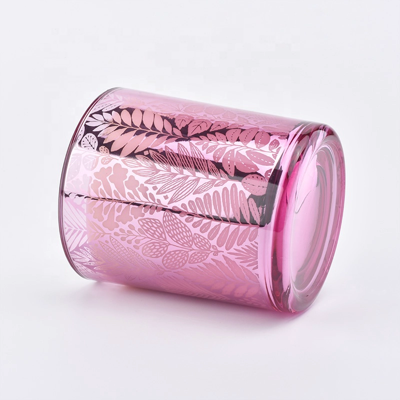 Laser Engraving Pink Glass Votive Candle Holders