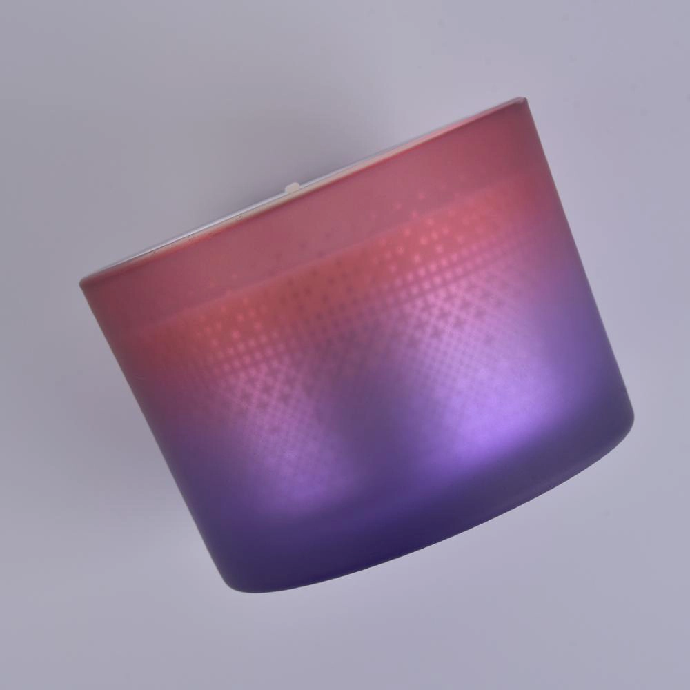 Luxury Gradient Color Glass Candle Jar With Lid