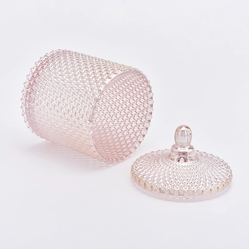 Luxury Pink Glass Candle Jars With lids Wholesale