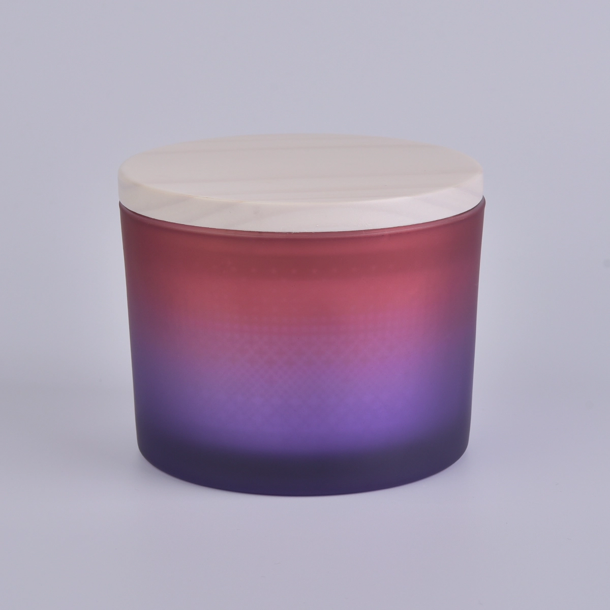 Gradient Color Glass Candle Jar With Lid