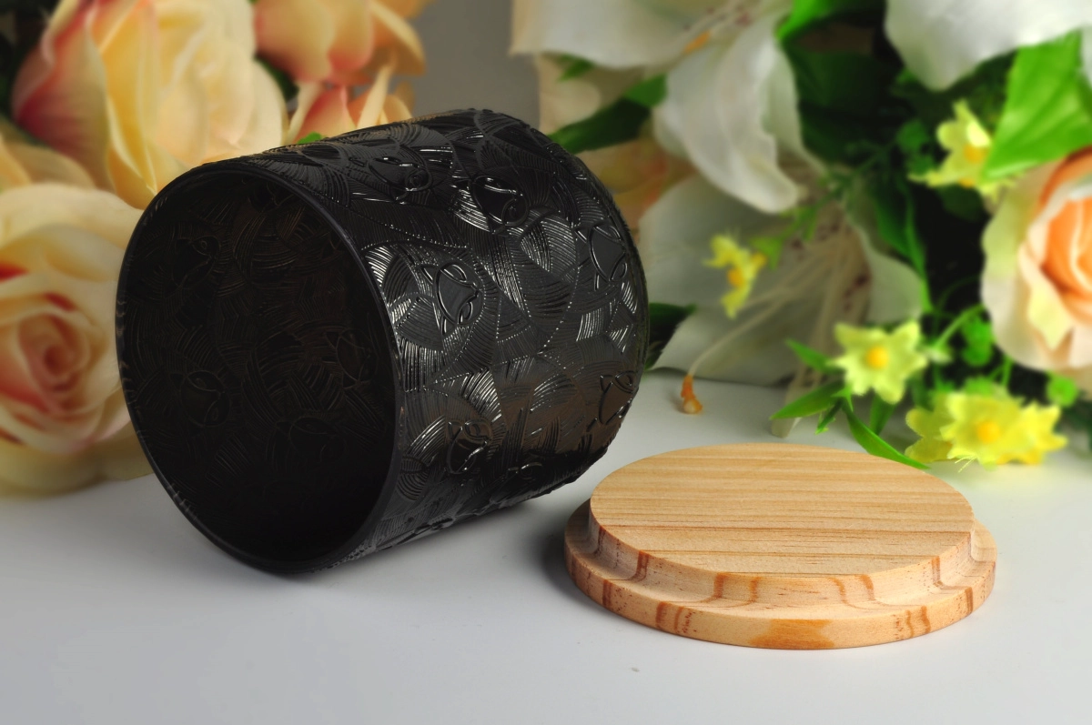 Black glass candle jars wholesale