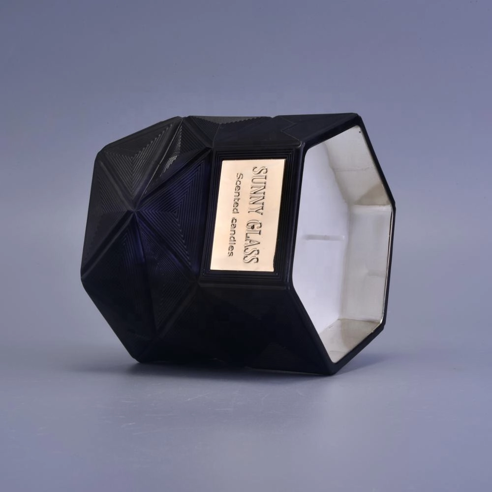 wholesale decorative party hexagonal gold cylinder glass candle jar