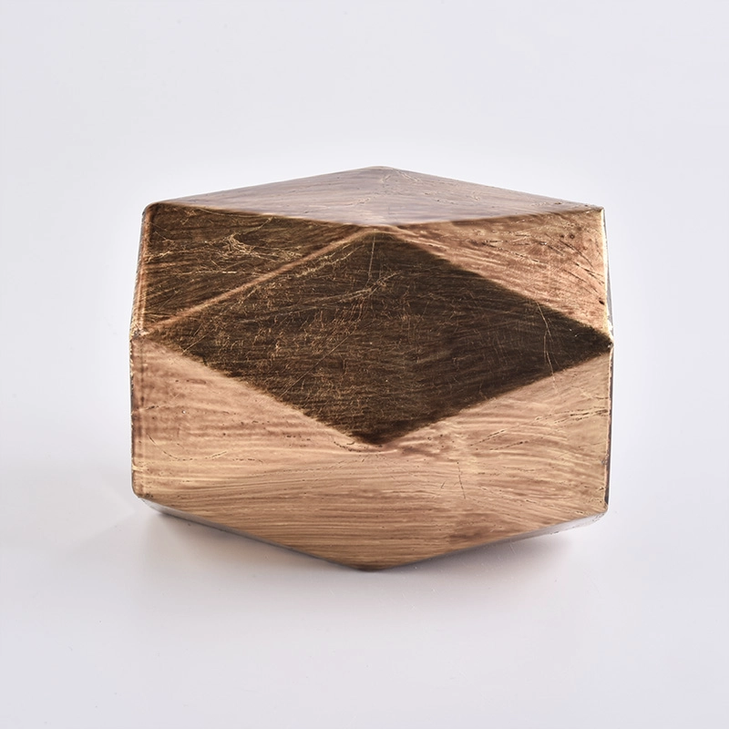 Custom Gold Hexagon Glass Candle Holders