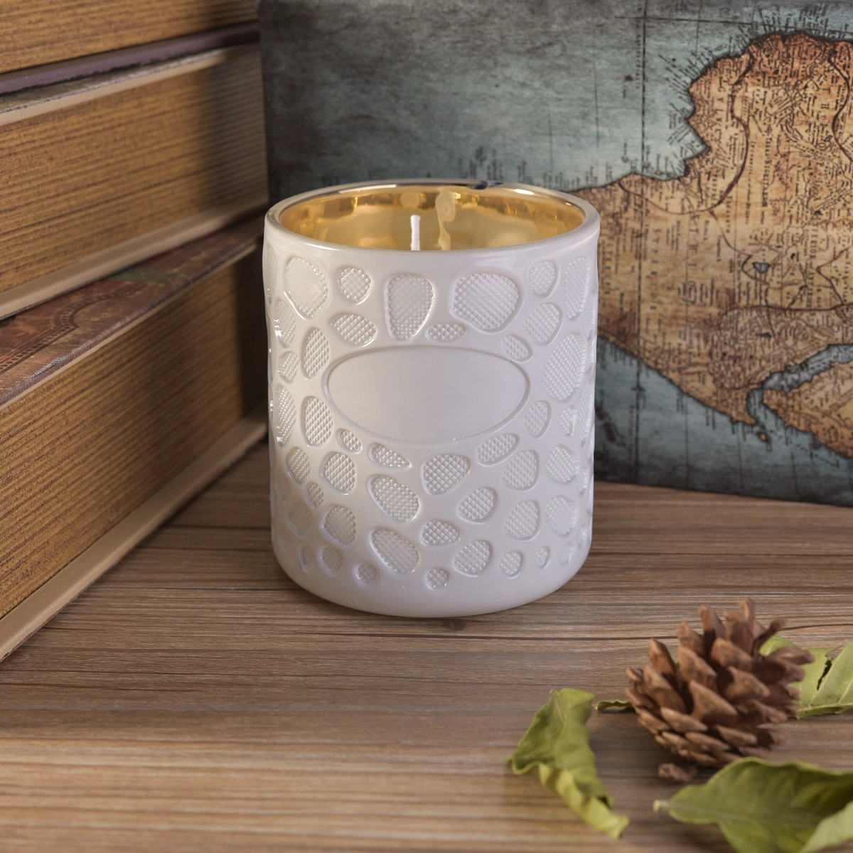 Sunny Design Unique Decorative White Glass Candle Holders