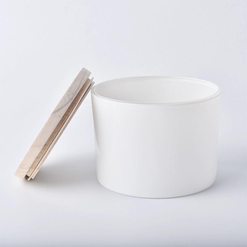 Popular 12oz white glass candle jar with lids