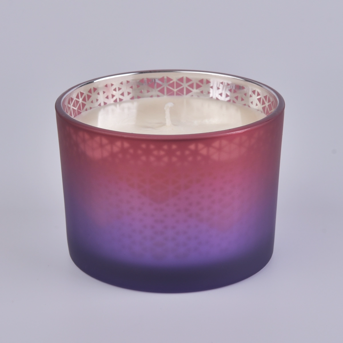 Gradient Color Glass Candle Jar With Lid