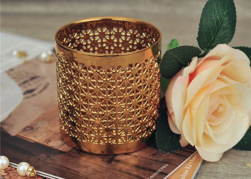 Romantic Gold Plating Carved Ceramic Candle Jars Wholesale