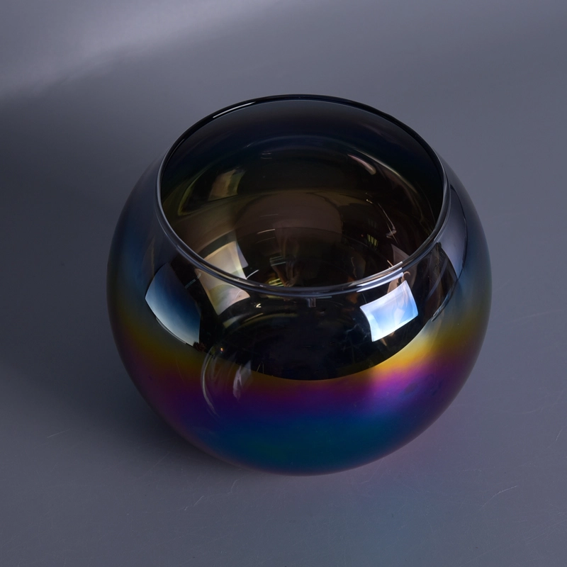 Custom Ball Shaped Candle Glass Jars With Holographic Decoration