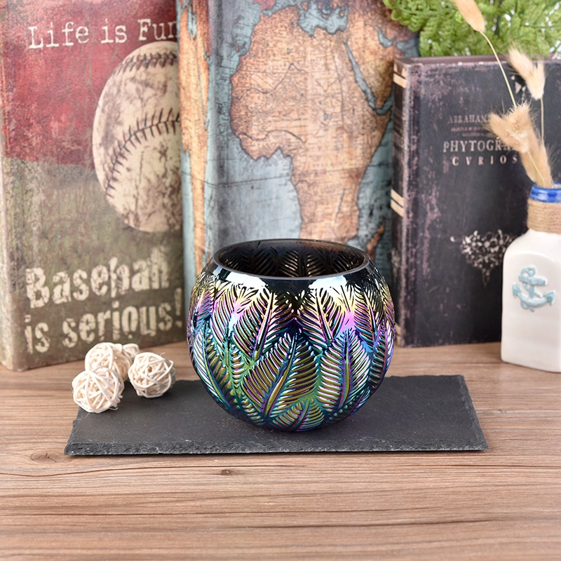 Electroplating lotus Glass Candle holders wholesales