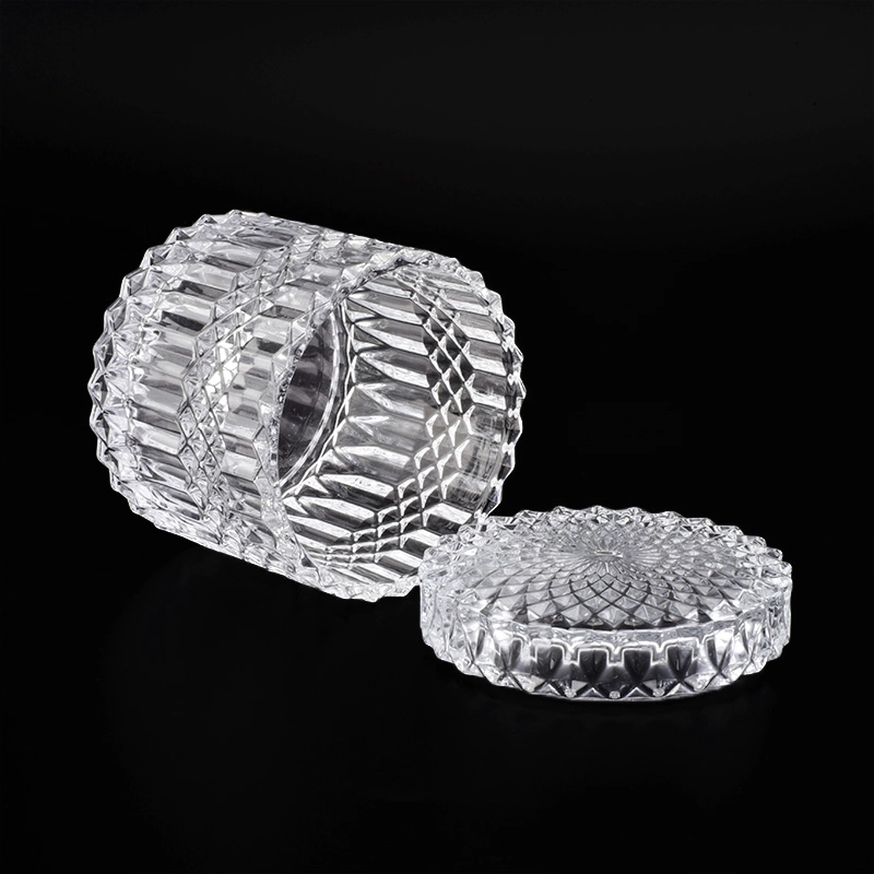 Crystal Geo Cut Glass Candle Holder With Lids