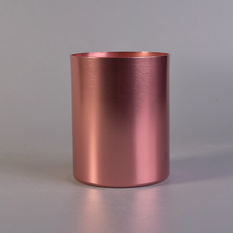 Rose Gold Cylinder Shaped Metal Votive Candle Holders