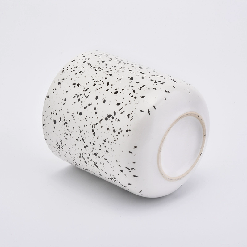 Popular Shaped Ceramic Candle Jars With Glaze Water Specking