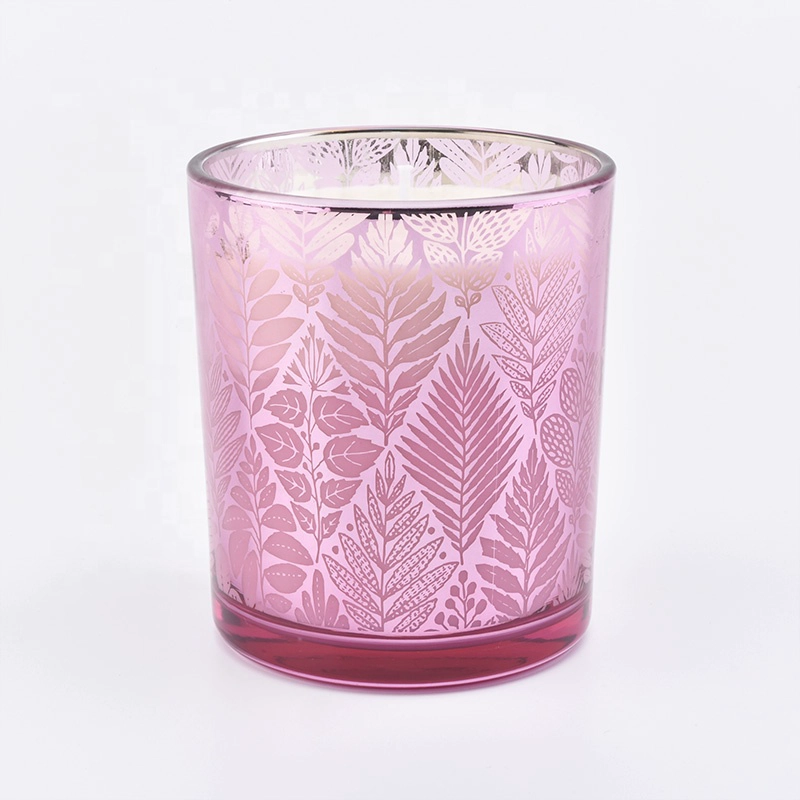 Laser Engraving Pink Glass Votive Candle Holders