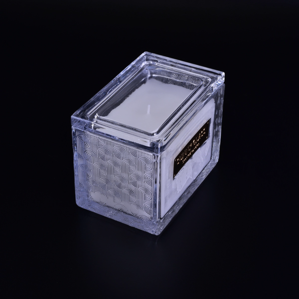 Rectangle Glass Candle Jar With Lid