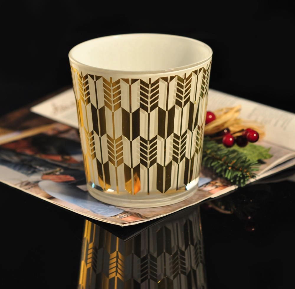 Black and white luxury empty glass candle jar for candle