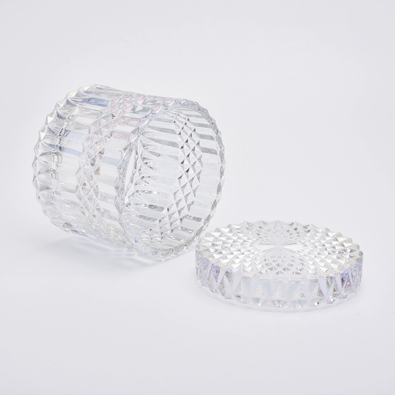 480ml Luxury Christmas Ion Plating Glass Candle Jar With Lids