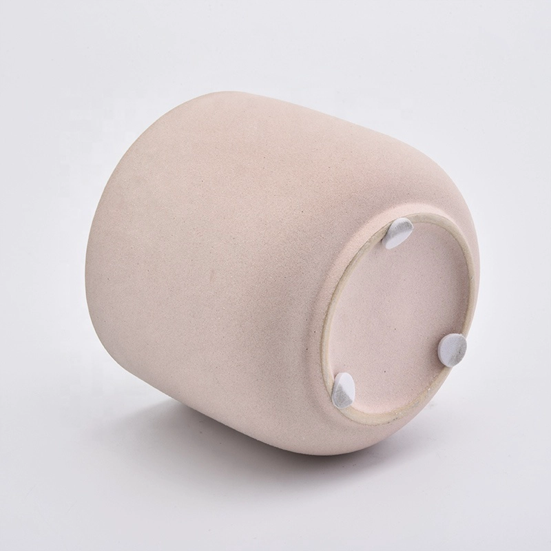 Wholesales Frosted pink Round ceramic candle container