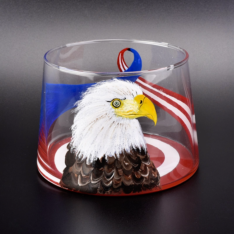 20oz Hand Painted Blown Candle Container Glass