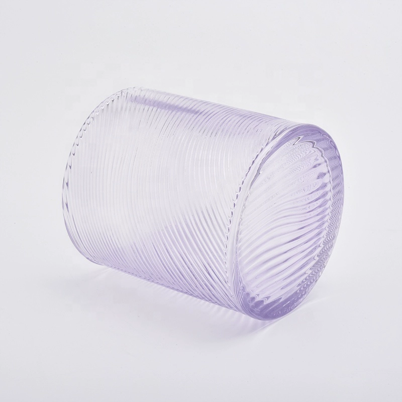 Cylinder purple Glass Candle Holder with lids home decor