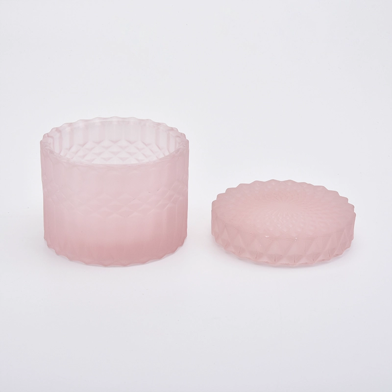 6oz GEO Cut Glass Candle Jar With Lids Wholesale