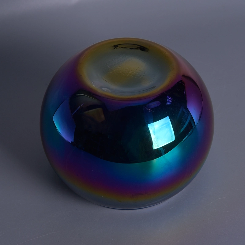 Custom Ball Shaped Candle Glass Jars With Holographic Decoration