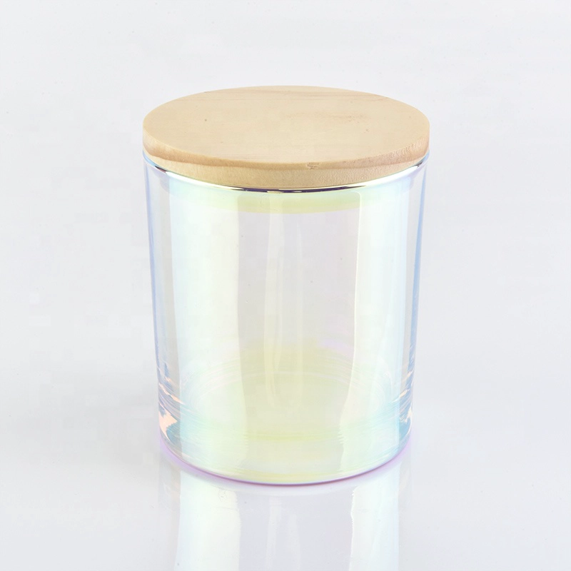 Home wedding party 6oz Iridescent glass candle jar holder with lid