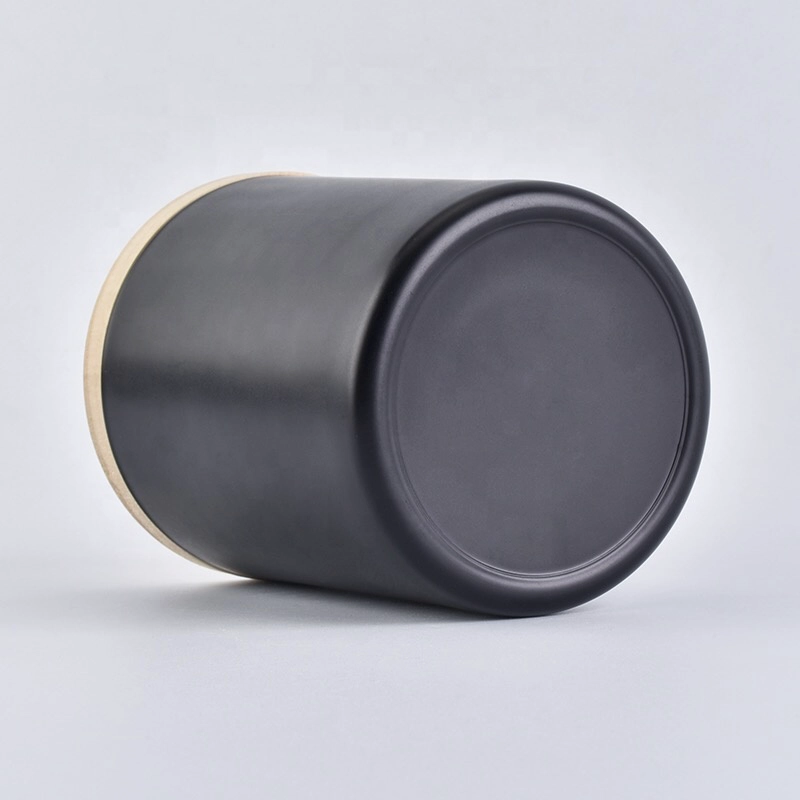 6oz 8oz 10oz Matte Black Glass Candle Jars with wood Lids