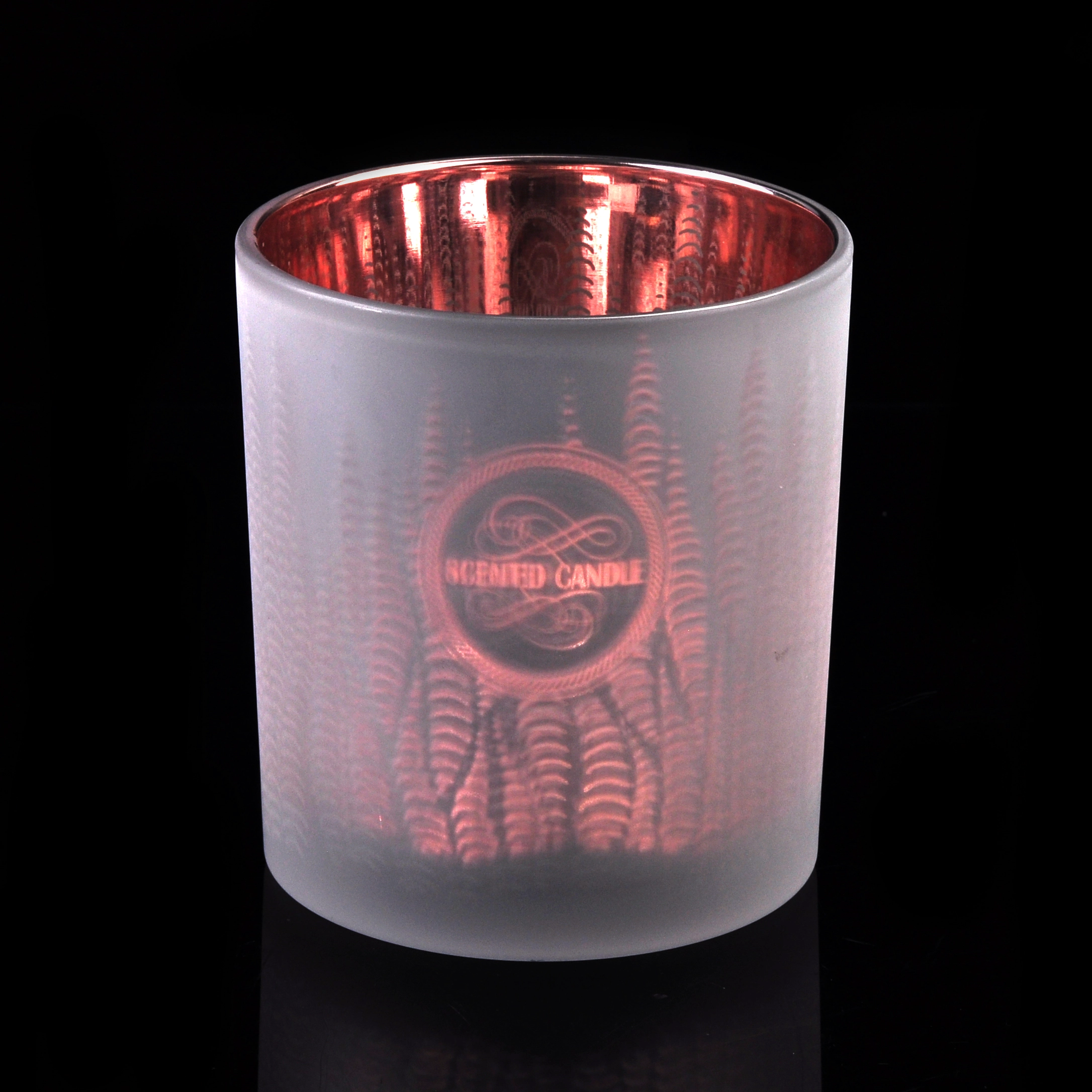 6oz 8oz 10oz Rose Gold Laser Engraving Glass Candle Jars