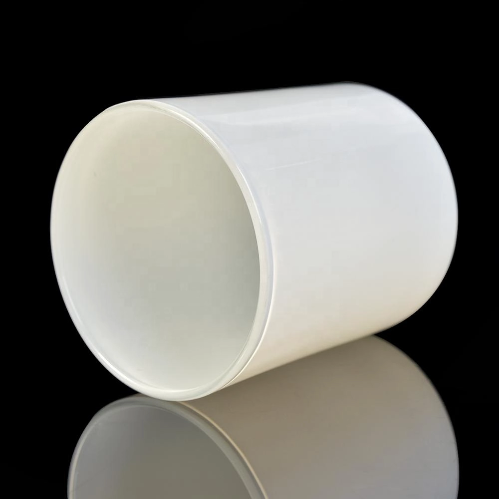 10oz White Glass Candle Jar With Wooden Lids for wholesale