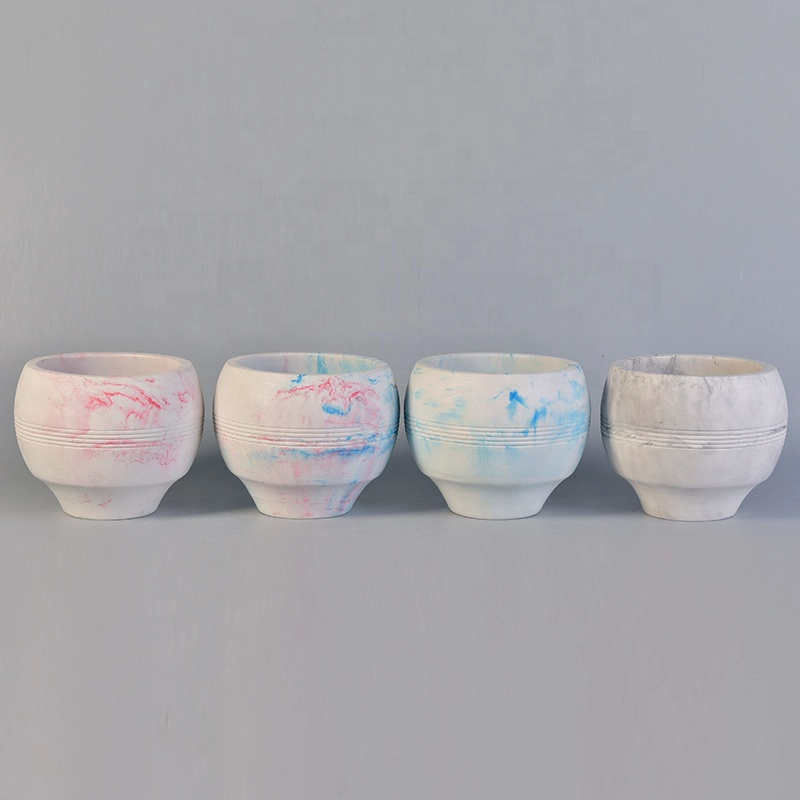 cheap modern fashionable pretty concrete round empty oil candle holders 10oz